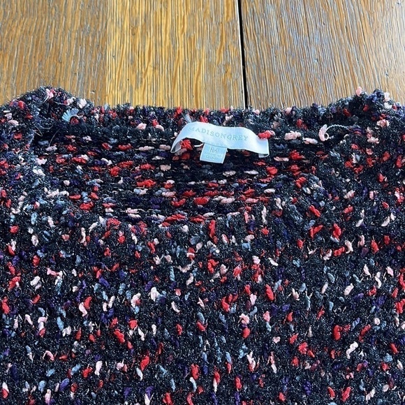 Madison Gray  black multicolored crewneck sweater three-quarter sleeves Size M - Picture 12 of 12